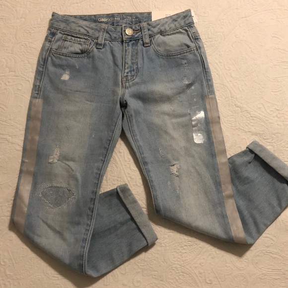 NWT Gap 6 reg girls distressed jeans - Picture 1 of 5